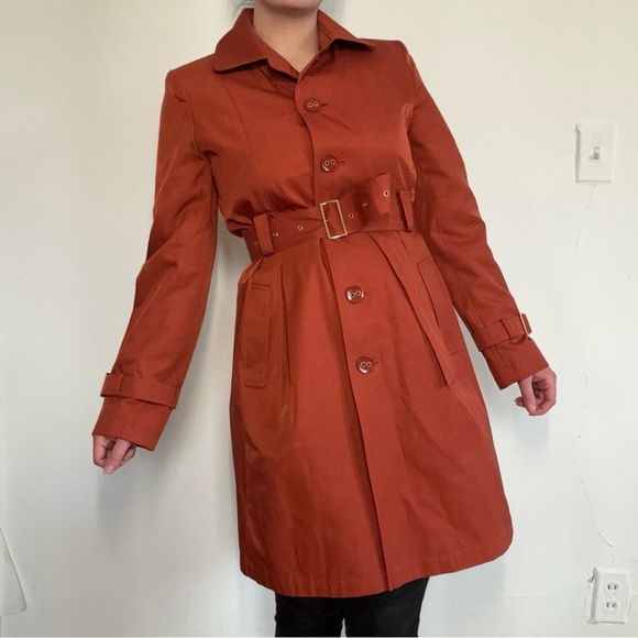 y2k Vintage Orange Trench Coat - Picture 3 of 7